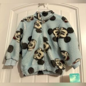 Cute Disney size 24 mo light blue full zip Mickey Mouse teddy bear jacket